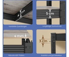 Lentyna SONGMICS 150x75x30 cm, Greige-Juoda, 650 kg