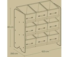 Songmics Lentyna su 9 medžiaginėmis dėžutėmis, 29,5x62,5x60 cm