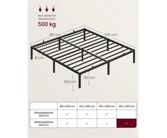 Songmics Lovos rėmas 180 × 200 cm