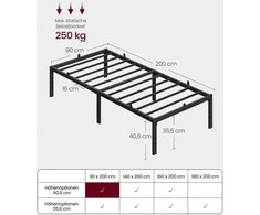 Lova Vasagle Lovos rėmas 200 × 90 × 40,6 cm
