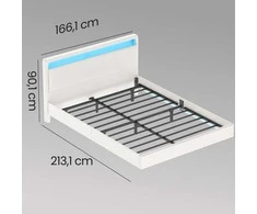 Songmics Lova su LED apšvietimu ir įkrovimo stotele 160 x 200 cm