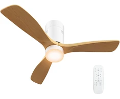HOMCOM Lubų ventiliatorius su apšvietimu ir nuotoliniu valdymu 117 cm LED lempa su ventiliatoriumi, 3 sparnais, grįžtamuoju nuolatinės srovės varikliu, 3 šviesos spalvomis, 6 greičiais, laikmačiu miegamajam