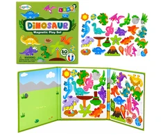 Lean Toys Magnetinė knygelė su dinozaurais, 30 magnetų, 18,5 × 18,5 cm