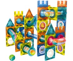 Lean Toys Magnetiniai konstruktoriaus blokeliai su kamuoliukų trasa, 98 vnt.