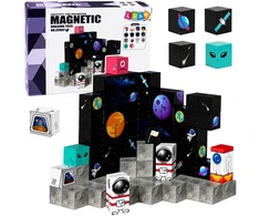 Lean Toys Magnetinių kaladėlių konstruktorius su kosmoso tema, 100 vnt.