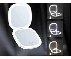 Makiažo veidrodėlis su LED apšvietimu, 9x9x2 cm