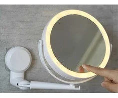 Makiažo veidrodėlis su LED apšvietimu ir sieniniu laikikliu