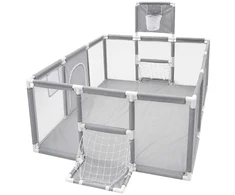 Maniežas su krepšinio lanku ir futbolo vartais, pilkas ir baltas, 230 × 118 × 102 cm
