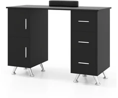 Manikiūro stalas su 3 stalčiais, juodas, 108 x 45 x 76 cm