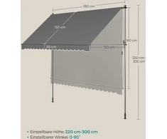 Songmics Tentas su rankine alkūne 350 x 120 cm antracito spalvos