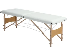 Masažo stalas, sulankstomas, reguliuojamo aukščio, kreminės baltos spalvos, 186 × 60 × 61–87 cm