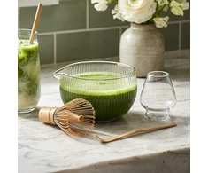 Matcha ruošimo rinkinys, stiklinis ir bambukinis, skaidrus, 4 dalių