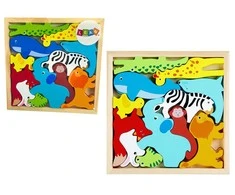 Lean Toys Edukacinė medinė dėlionė gyvūnai 12 vnt.