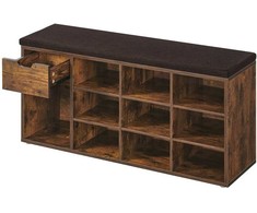Songmics Medinis batų suoliukas su lentynomis ir stalčiumi 30,5 x 104 x 48 cm