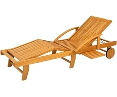 Outsunny sulankstomas medinis sodo gultas su šoniniu staliuku, ratukais, gultas su 4 padėčių reguliuojamu atlošu, kempingo gultas, sodo kėdė, atlaikanti iki 160 kg, sodui ir paplūdimiui, tikmedžio spalvos