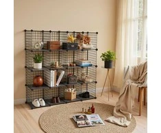 Songmics Metalinė lentyna su 16 kubų, 123x31x123 cm, juoda