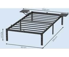 Songmics Metalinė lova 200x90 cm juodos spalvos