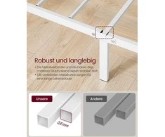 Vasagle Lova 90 x 200 cm, pagaminta iš metalo, lengvai surenkama, matinė balta