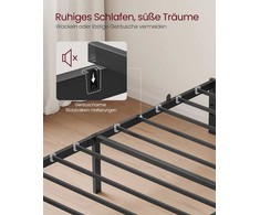 Lova Songmics Vasagle Metalinis viengulės lovos rėmas 90 x 200 cm modernus rašalas juodas