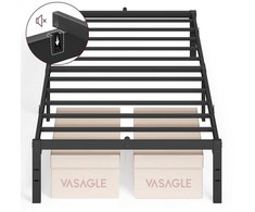 Vasagle Metalinis viengulės lovos rėmas 90 x 200 cm modernus rašalas juodas