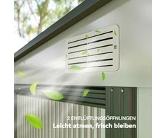 Outsunny metalinis sodo namelis 2,81 m² 154x206,5x181 cm įrankių namelis su vienšlaičiu stogu ir pamatu