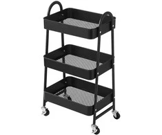 Songmics Metalinis vežimėlis su 3 lentynomis 32.5 x 45.8 x 77.5 cm