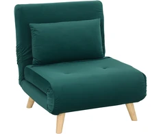 Miegamasis fotelis 3 viename, 6 padėčių atlošas, tamsiai žalias, 72 × 78 × 79 cm