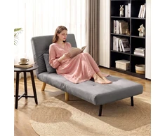 Miegamasis fotelis 3 viename su 6 padėčių atlošu, pilkas, 72 × 78 × 79 cm