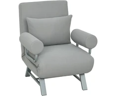 Miegamoji sofa-kėdė, paminkštintas fotelis, transformuojamas į svečių lovą, ergonomiškas, šviesiai pilkas