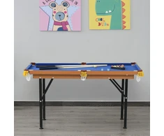 Mini sulankstomas biliardo stalas, dangaus mėlynos spalvos, 140 × 63 × 75 cm