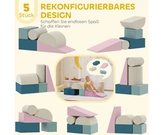 AIYAPLAY 5 dalių putplasčio blokelių rinkinys kūdikiams ir mažiems vaikams, statyboms, žaidimams, laipiojimui, vidaus rinkinys, putplastis, spalvingas