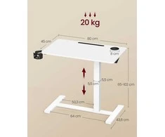 Songmics Reguliuojamo aukščio stalas 80x45x65-102cm