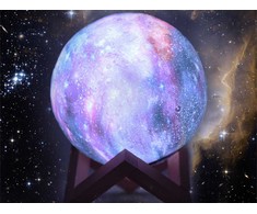 Naktinė lempa 3D mėnulis su RGB apšvietimu ir pulteliu, 15 cm