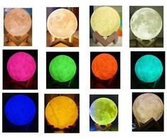 3d rgb moon night light with remote control