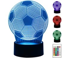 Verk Group Naktinė lempa su 3D futbolo kamuoliu, 16 spalvų, nuotolinis valdymas