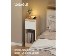 Vasagle Naktinis staliukas su LED apšvietimu ir USB jungtimis