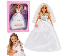 Lean Toys Nuotakos lėlė su vestuvine suknele ir aksesuarais, balta, 30 cm
