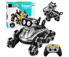 Lean Toys Nuotoliniu būdu valdomas robotas šuo su 8 ratais ir šviesos bei garso efektais, sidabrinis, 22,5 × 12,5 × 16 cm