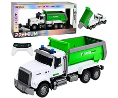 Lean Toys Nuotoliniu būdu valdomas savivartis su pakeliamu kėbulu, baltas ir žalias, 32 × 14,5 × 10,5 cm
