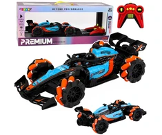 Lean Toys Nuotoliniu būdu valdomas sportinis automobilis su šviesos efektais, juodas su mėlynais ir oranžiniais elementais, 31 x 13,5 x 7,5 cm
