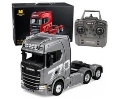Nuotoliniu būdu valdomas sunkvežimis „Scania Huina 1501“ 1:18, pilkas sidabrinis, 39,2 × 24,4 × 16,6 cm