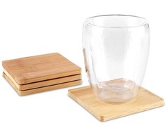 Excellent Houseware Mediniai padėkliukai puodeliams 9,7 cm, 4 vnt.
