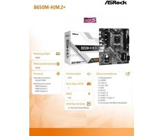 Pagrindinė plokštė ASRock | B650M-H/M.2+ | Procesorių šeima AMD | Procesoriaus lizdas AM5 | DDR5 | Palaikomos standžiojo disko sąsajos SATA, M.2 | SATA jungčių skaičius 4