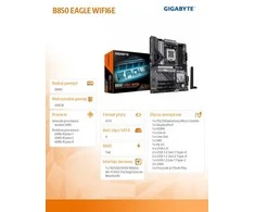 Pagrindinė plokštė Gigabyte B850 EAGLE WIFI6E | Procesorių šeima AMD | Procesoriaus lizdas AM5 | DDR5 | Palaikomos standžiojo disko sąsajos SATA, M.2 | SATA jungčių skaičius 4