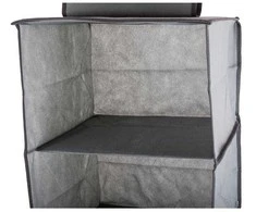 Pakabinamas pilkas drabužių organizatorius su 4 lentynomis 30x30x80 cm