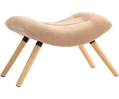 HOMCOM sėdimasis pufas, kojų atrama su berberų vilnos audiniu, paminkštintas pufas iki 120 kg apkrovai, svetainei, miegamajam, 67 x 45 x 38 cm, rudas