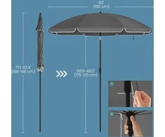 Paplūdimio skėtis SONGMICS 160 cm, UPF 50+ apsauga