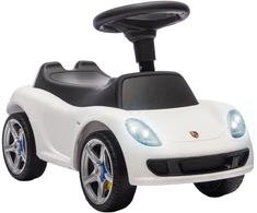 Paspiriama mašinėlė su „Porsche“ licencija ir šviesomis, balta, 63 x 28,5 x 38 cm