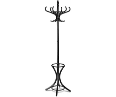 Pastatoma drabužių kabykla su skėčių stovu, juoda, 71,1 × 71,1 × 185,4 cm