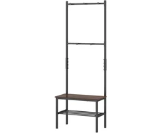 Pastatoma kabykla su suoliuku ir batų laikymo vieta, ruda ir juoda, 61 × 30,5 × 165,1 cm